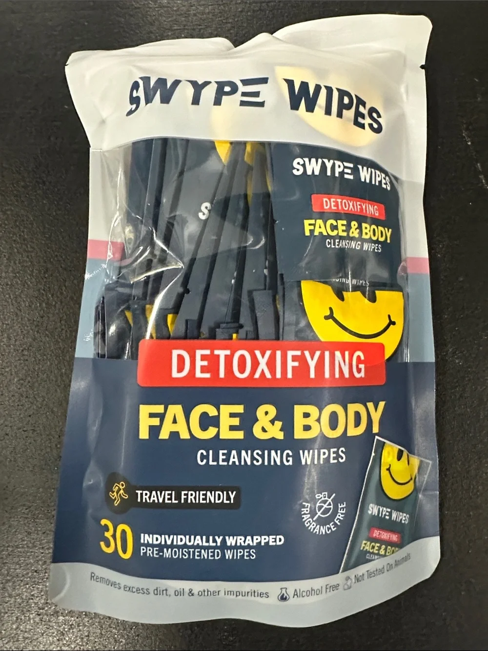 Swype Wipes Detoxifying Face & Body Cleansing Wipes - Navy & Yellow